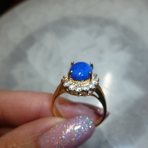 18k Yellow gold EP Lapis Lazuli Swarovski Crystals Designer Dolphin Ore - Picture 2 of 14